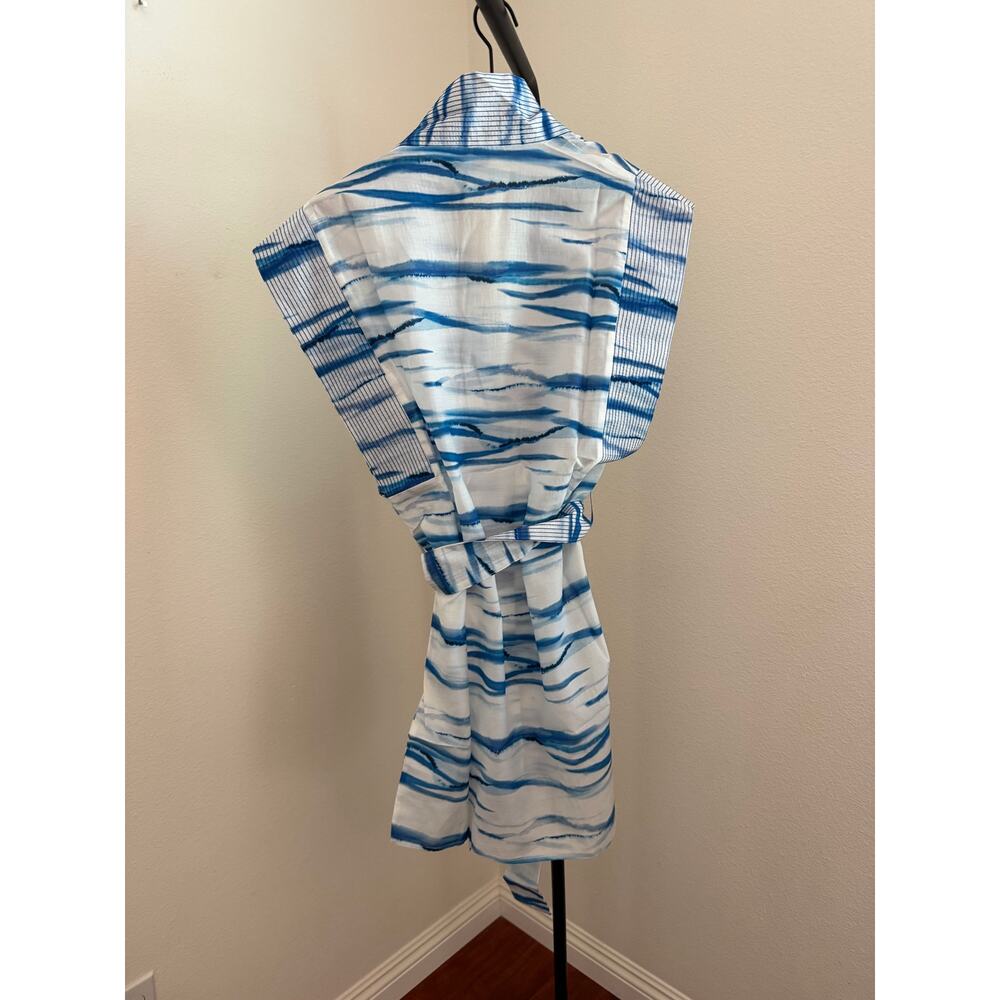 New my Beachy side blue & white coverup robe cotton one size - Picture 6 of 6